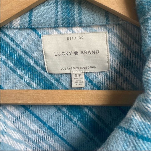 Lucky Brand blue paid shacket shirt jacket - Picture 11 of 11